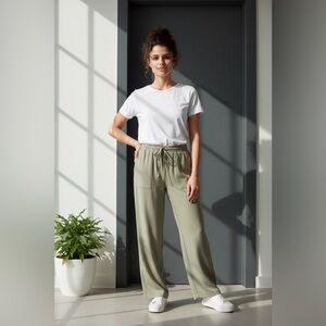 🌿 NWOT- Frank and Oak-Relaxed Linen Blend Pull-On Pants 🌿